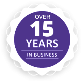 Over 15 years in business logo.